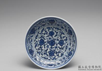 图片[3]-Dish with Indian lotus scrolls in underglaze blue, Qing dynasty, Qianlong reign (1736-1795)-China Archive